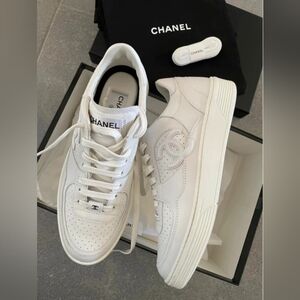 Chanel White CC Sneakers
